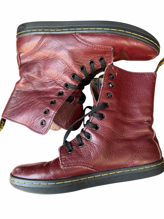 Dr. Martens Other - Dr. Martens Burgundy Leather Floral Lined Lace-Up Boots Vintage Style Size US 7L